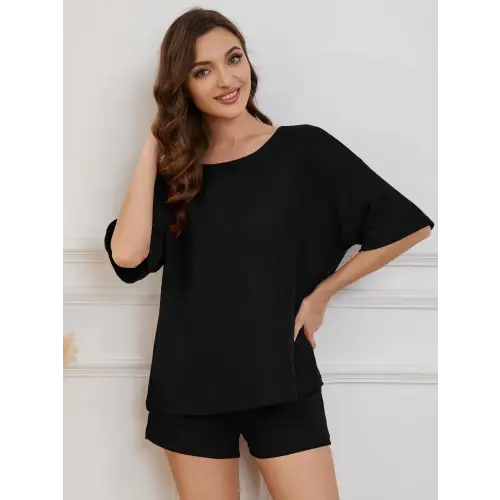 Comfy Round Neck Half Sleeve Top and Shorts Lounge Set