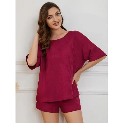 Comfy Round Neck Half Sleeve Top and Shorts Lounge Set