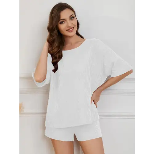 Comfy Round Neck Half Sleeve Top and Shorts Lounge Set