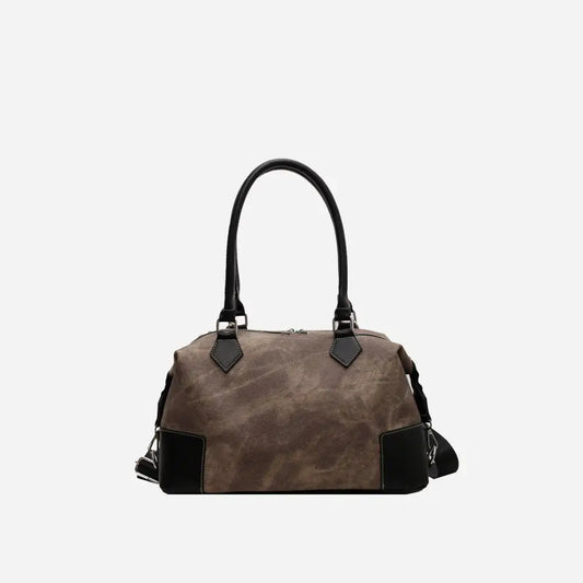 Contrast PU Leather Shoulder Bag - CM Fashion