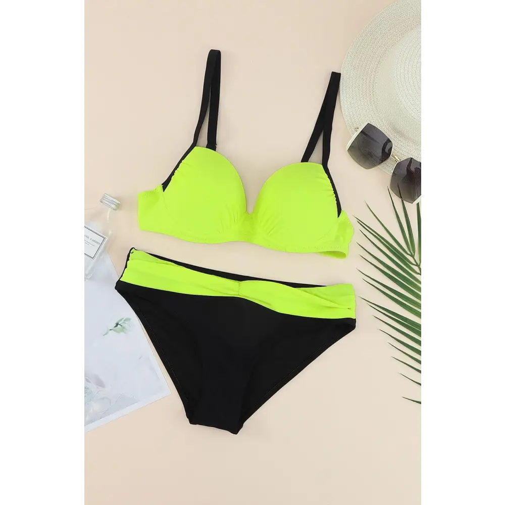 Sizzling Contrast Sweetheart Neck Bikini Set for Beach Perfection