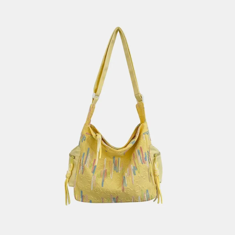 Vibrant Yellow Contrast Texture Shoulder Bag for Stylish Adventures