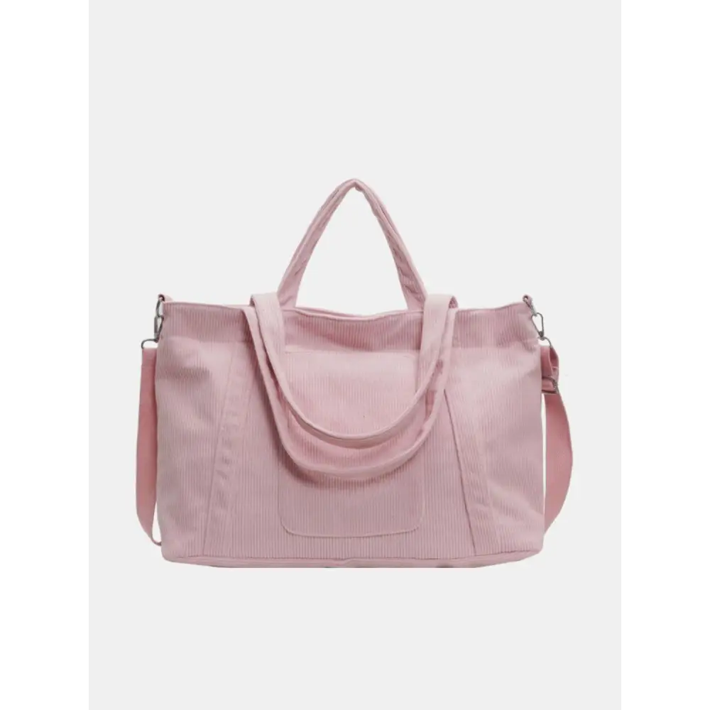 Stylish Pink Corduroy Solid Large Tote Bag for Everyday Adventures