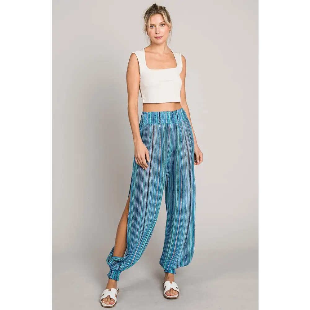 Cotton Bleu by Nu Label Striped Smocked Cover Up Pants