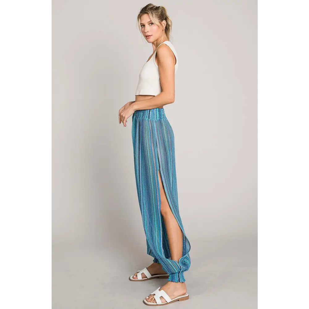 Cotton Bleu by Nu Label Striped Smocked Cover Up Pants