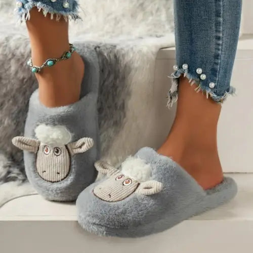 Cozy Black Sheep Round Toe Slippers for Ultimate Comfort