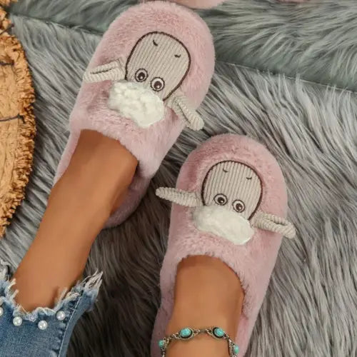 Cozy Black Sheep Round Toe Slippers for Ultimate Comfort