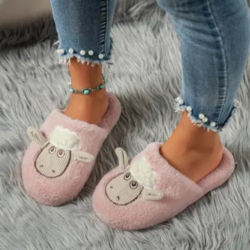 Cozy Black Sheep Round Toe Slippers for Ultimate Comfort