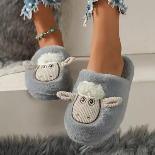 Cozy Black Sheep Round Toe Slippers for Ultimate Comfort