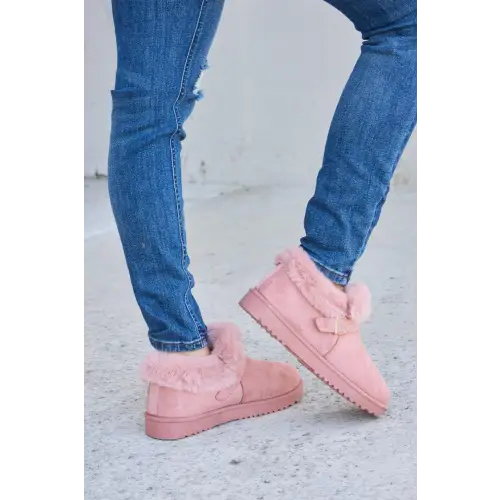 Cozy Chic Forever Link Furry Chunky Thermal Ankle Boots in Pink