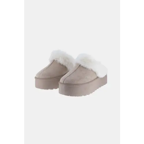 Weeboo Thick Bottom Fur Trim Snow Slippers - CM Fashion