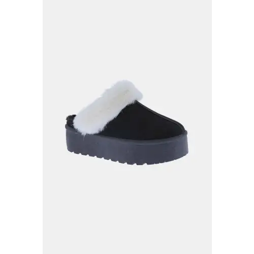 Weeboo Thick Bottom Fur Trim Snow Slippers - CM Fashion