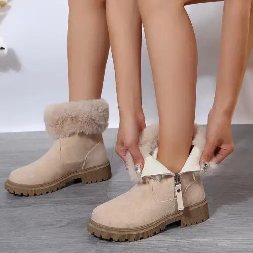 Cozy Chic Suede Faux Fur Ankle Boots for Winter Warmth