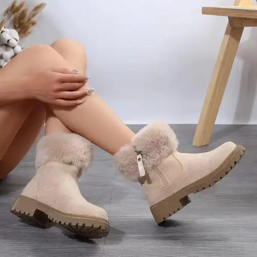 Cozy Chic Suede Faux Fur Ankle Boots for Winter Warmth