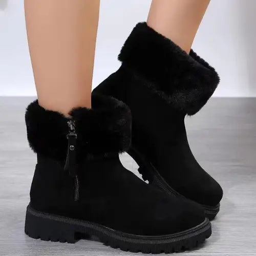 Cozy Chic Suede Faux Fur Ankle Boots for Winter Warmth