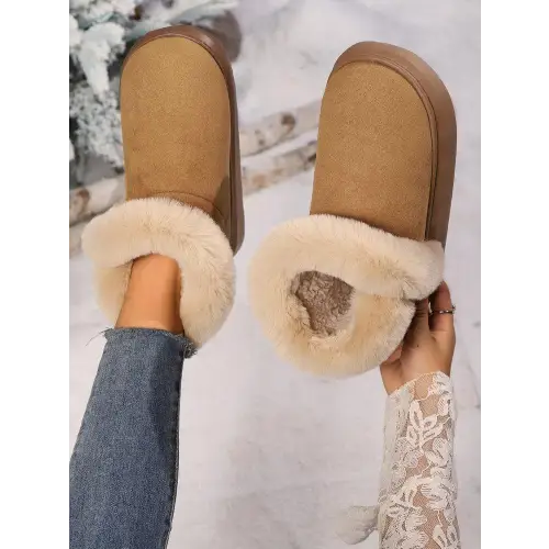 Cozy Faux Fur Round Toe Platform Boots for Chic Winter Style