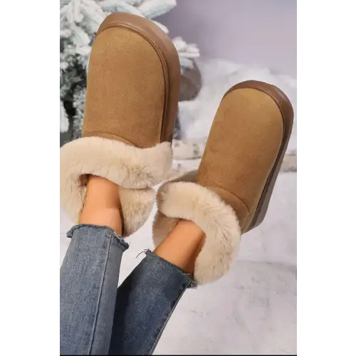 Cozy Faux Fur Round Toe Platform Boots for Chic Winter Style