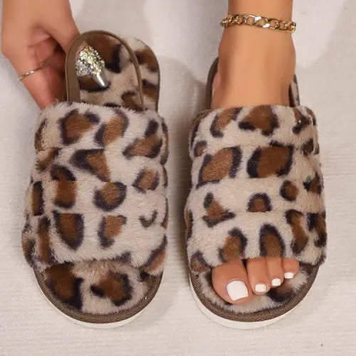 Cozy Leopard Open Toe Slippers for Wild Comfort