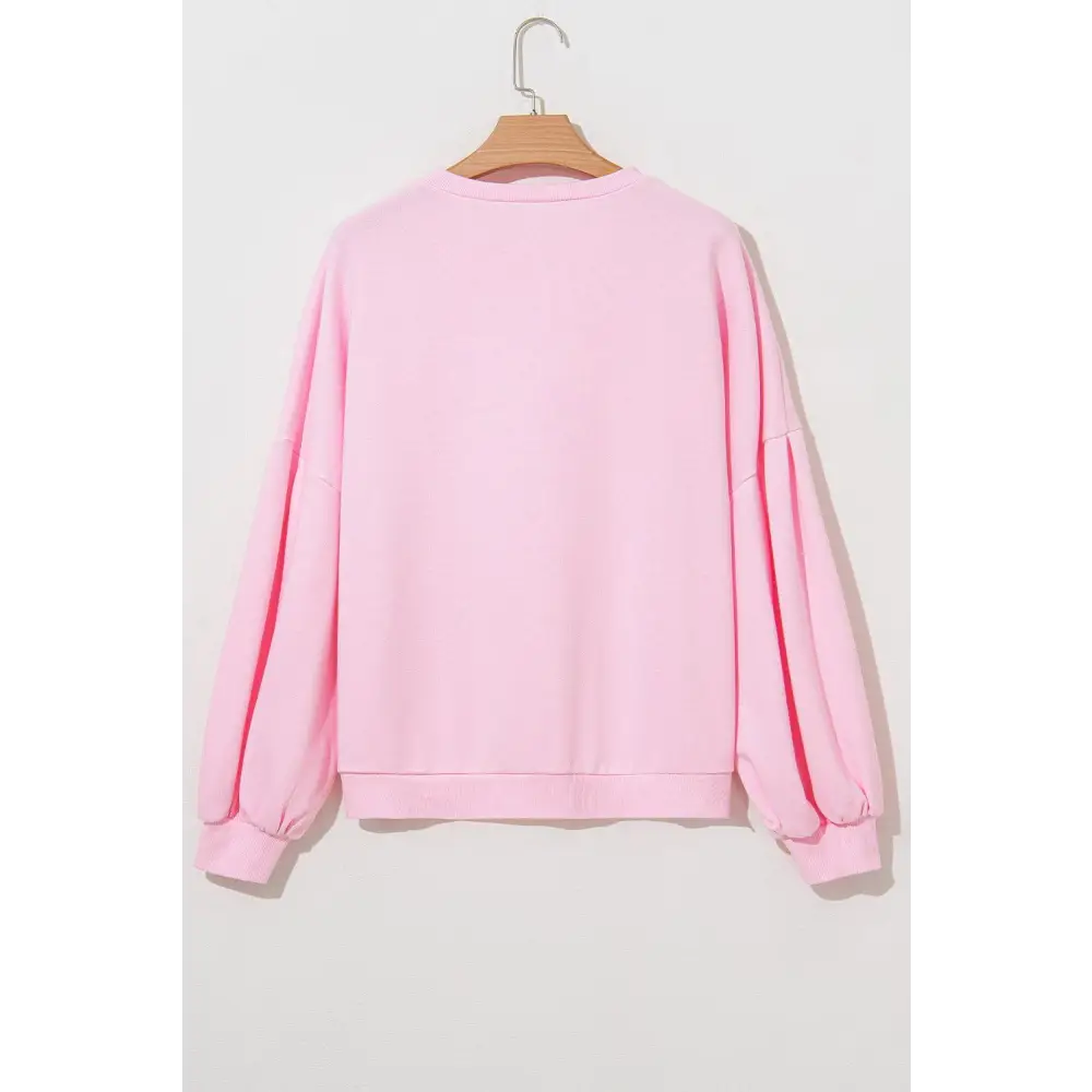 Cozy Parchment Sweet Bow Lantern Sleeve Oversized Sweatshirt