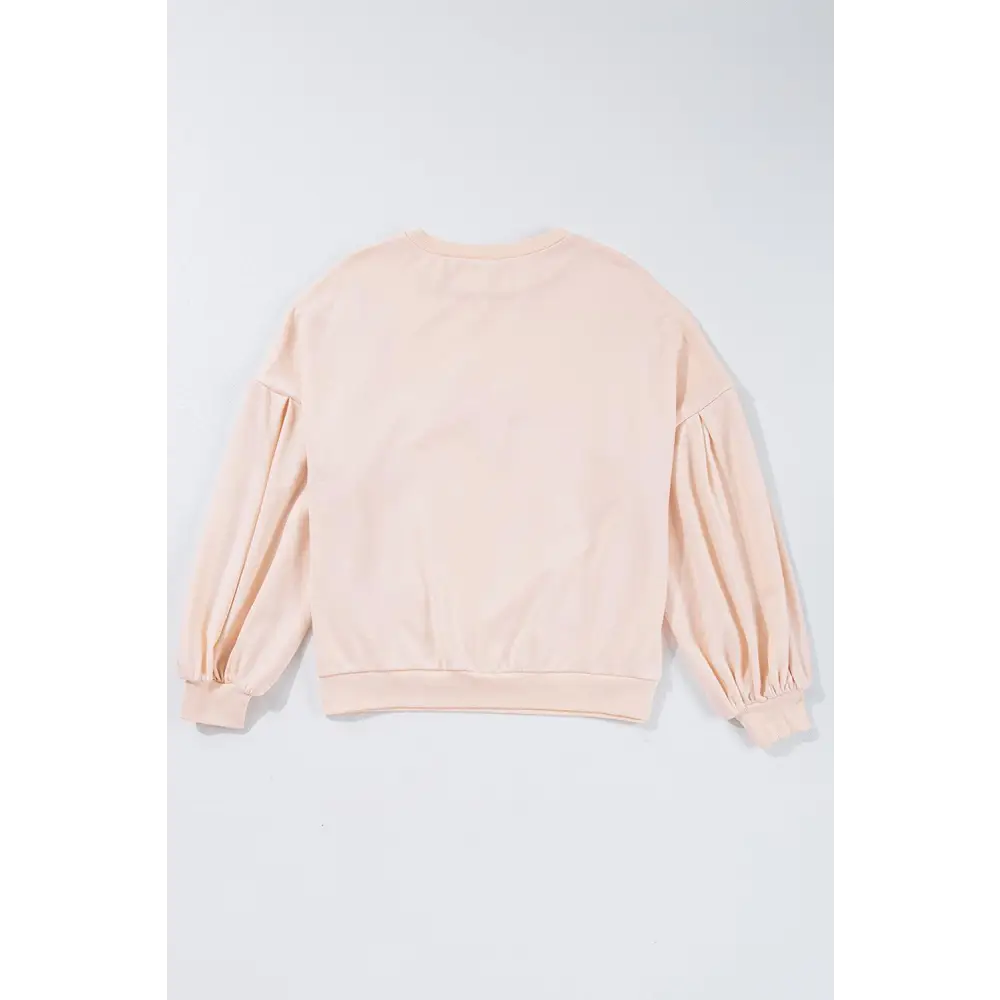 Cozy Parchment Sweet Bow Lantern Sleeve Oversized Sweatshirt