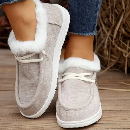 Round Toe Furry Sneakers