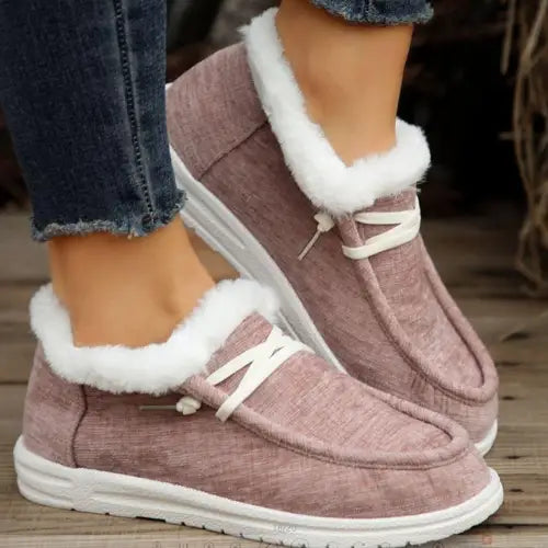 Round Toe Furry Sneakers