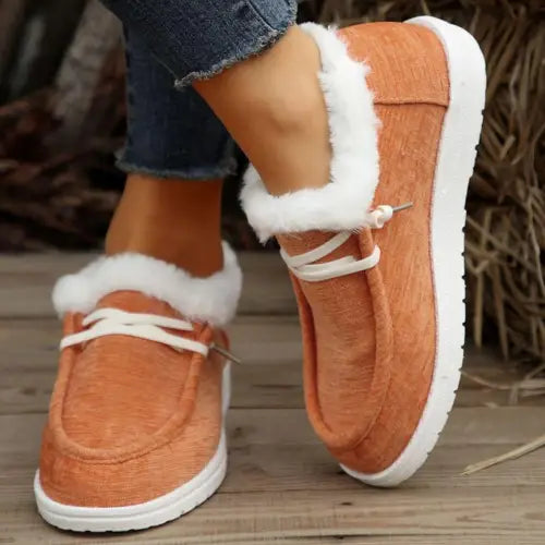 Round Toe Furry Sneakers