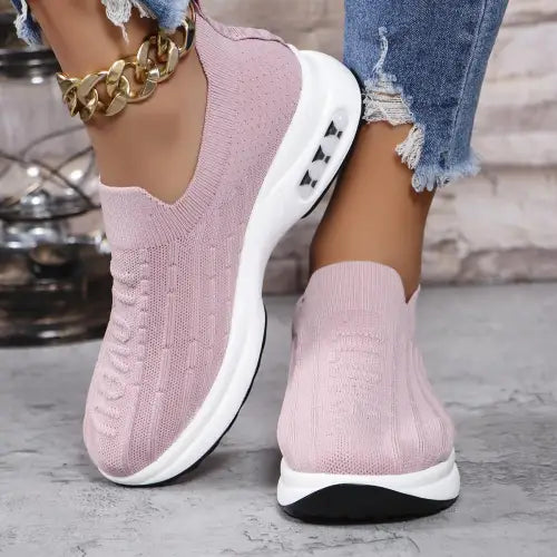 Round Toe Knit Detail Slip On - CM Fashion