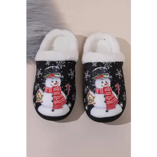 Adorable Snowman Round Toe Faux Fur Slippers