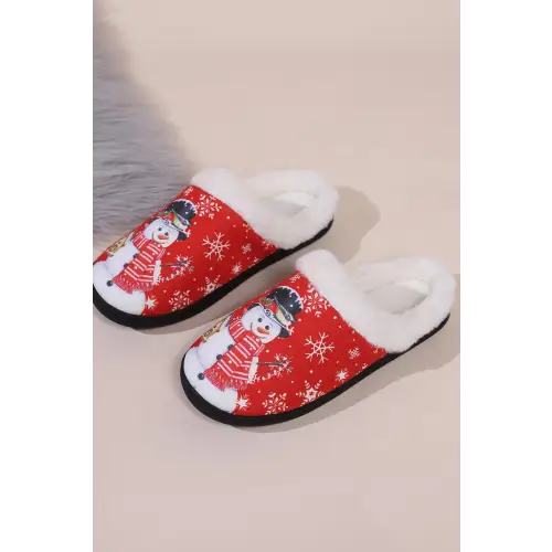 Adorable Snowman Round Toe Faux Fur Slippers