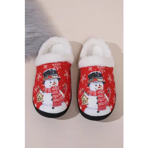 Adorable Snowman Round Toe Faux Fur Slippers