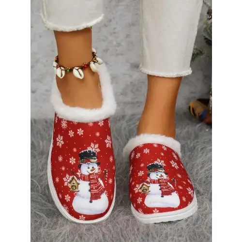 Print Faux Fur Slippers