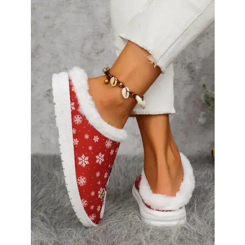 Print Faux Fur Slippers