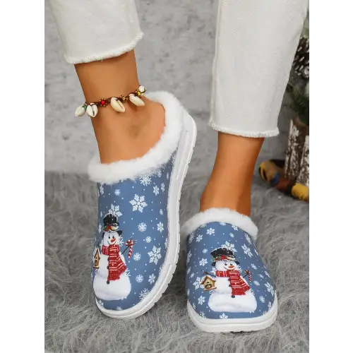 Print Faux Fur Slippers