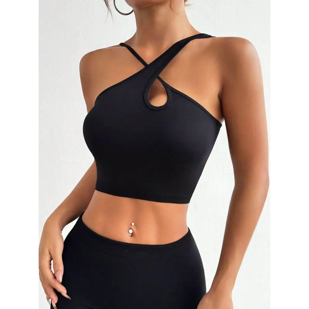 Crisscross Cutout Crop Active Tank