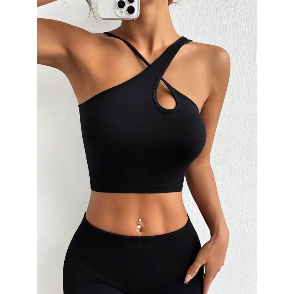 Crisscross Cutout Crop Active Tank