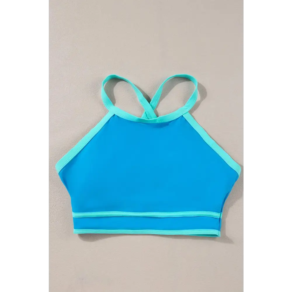 Stylish Crisscross Round Neck Two-Piece Swim Set for Summer Fun