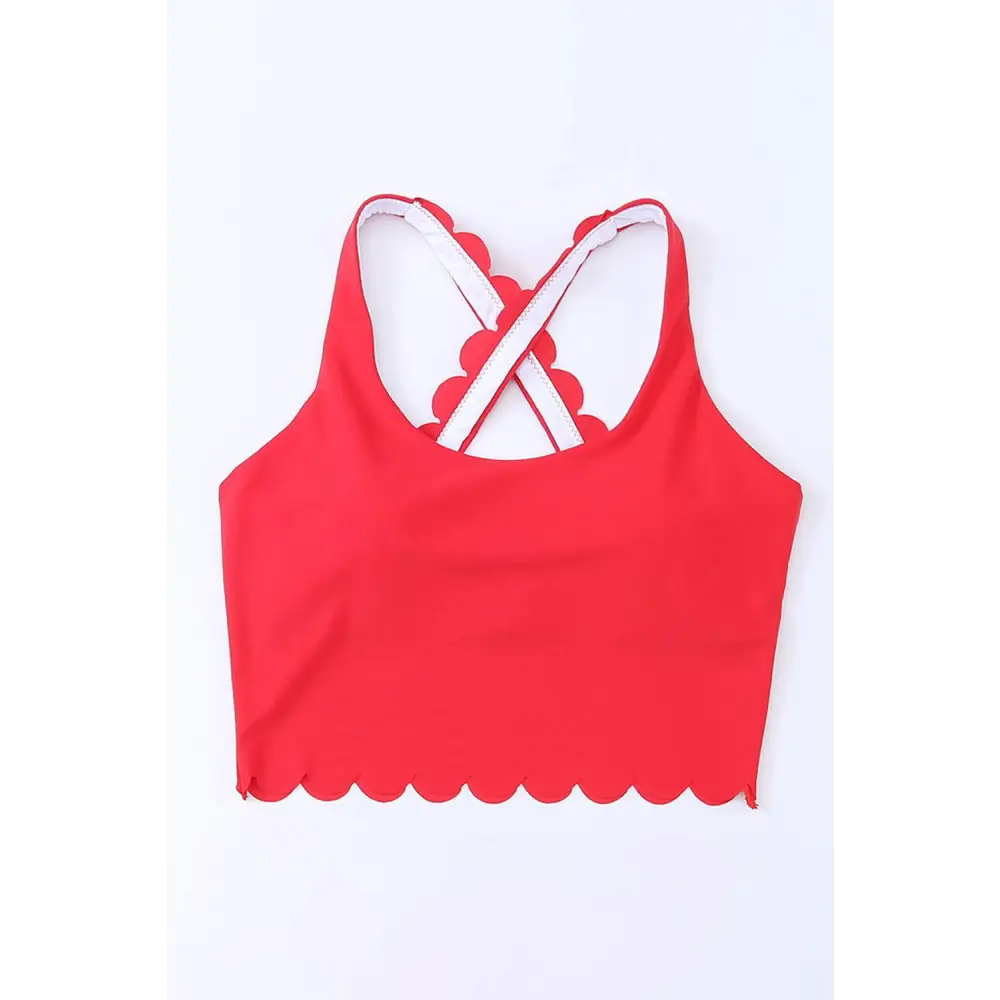 Stylish Crisscross Scoop Neck Swim Top for Summer Adventures