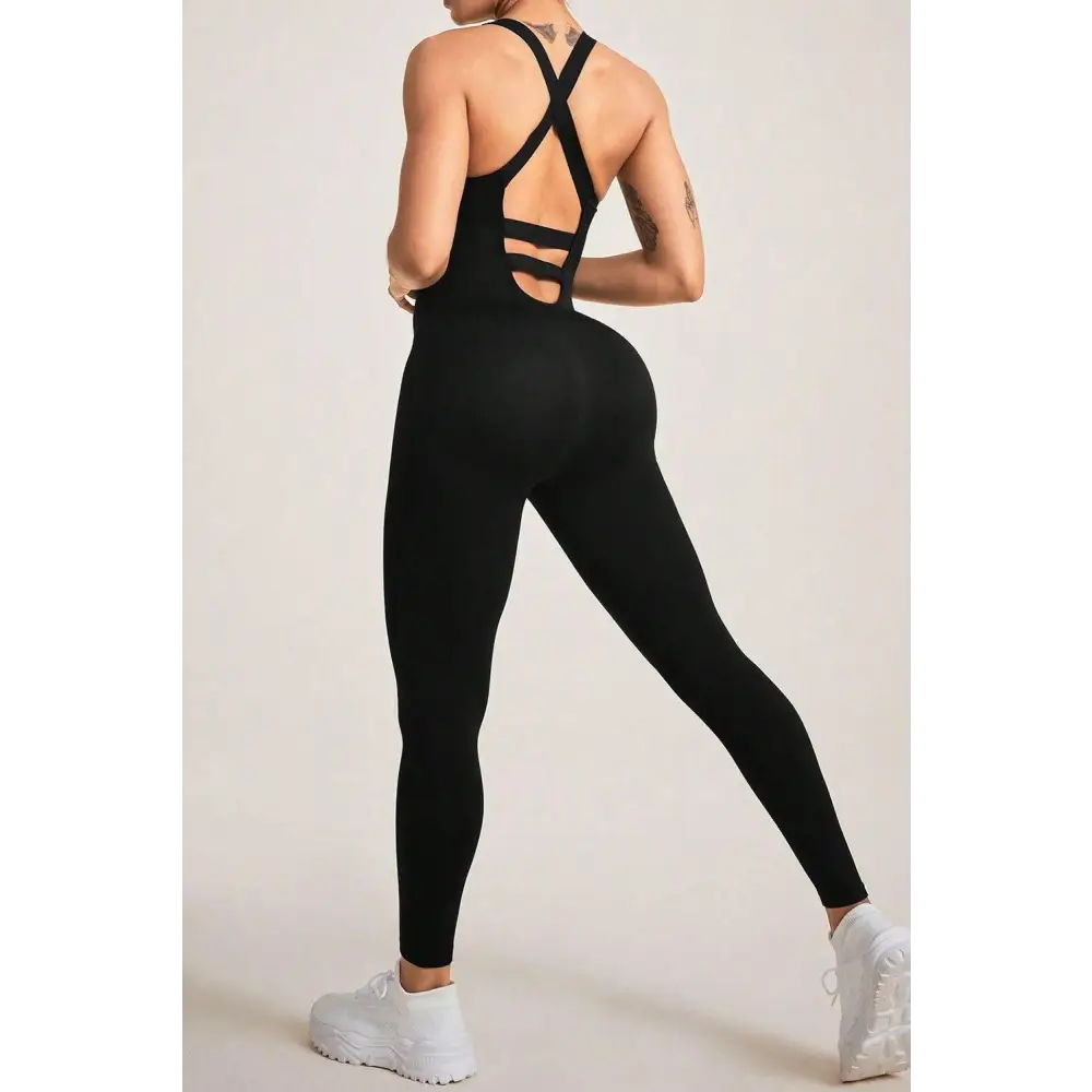 Sleek Crisscross Wide Strap Jumpsuit for Ultimate Comfort