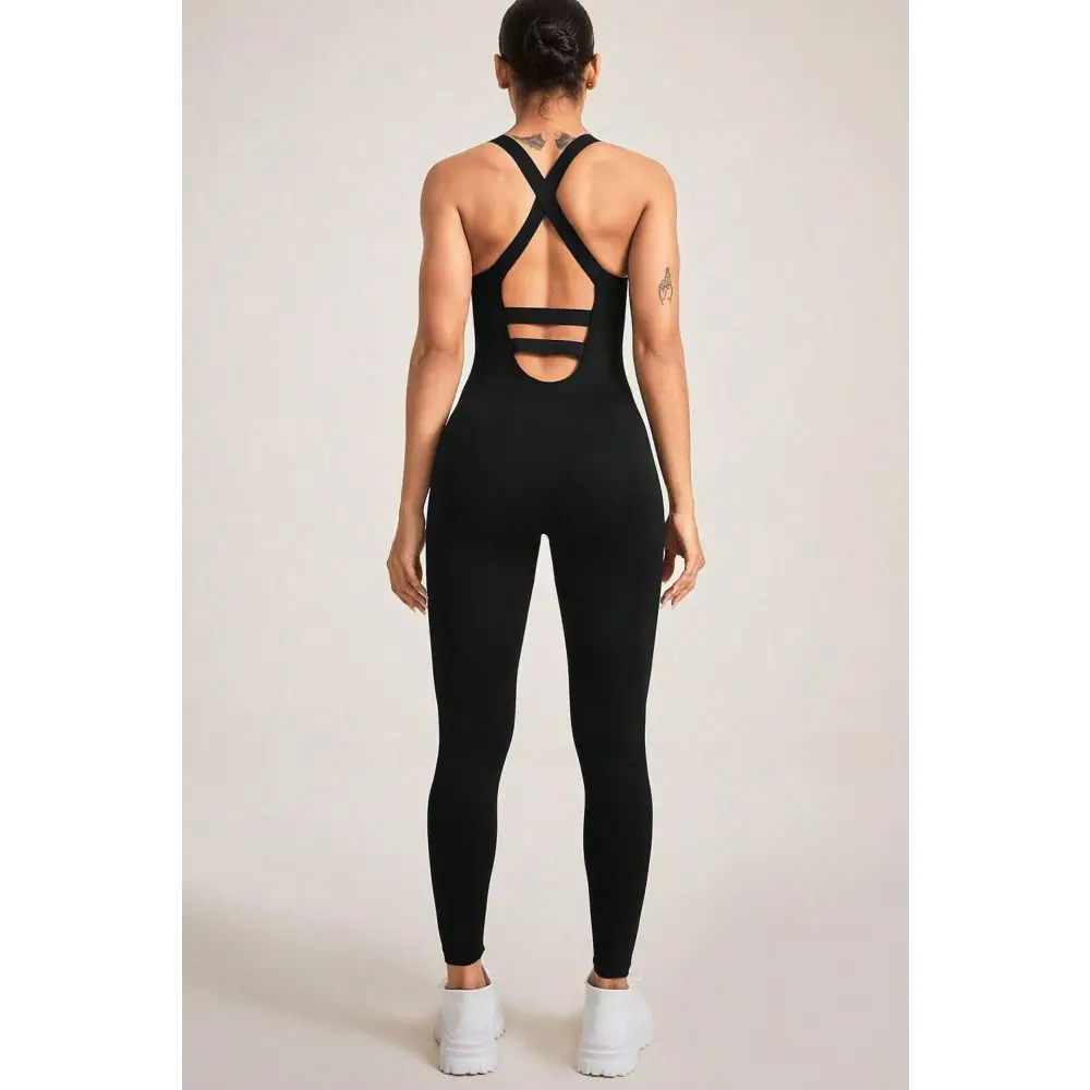 Sleek Crisscross Wide Strap Jumpsuit for Ultimate Comfort