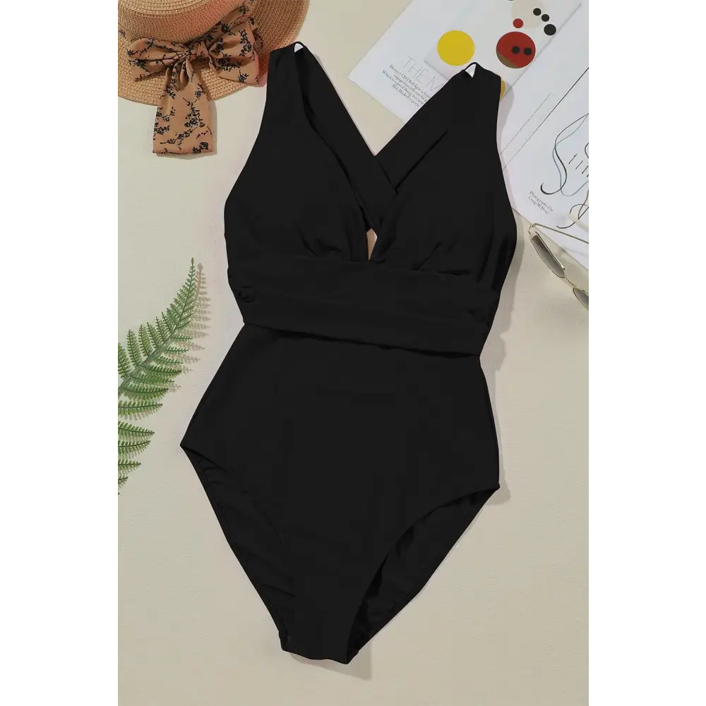 Sleek Crisscross Wide Strap One-Piece Swimsuit for Summer Fun