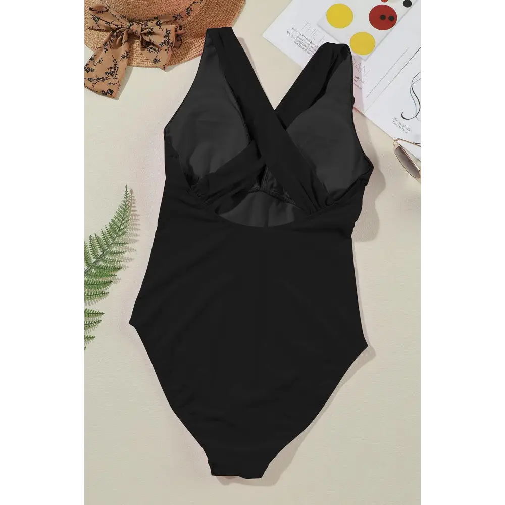 Sleek Crisscross Wide Strap One-Piece Swimsuit for Summer Fun