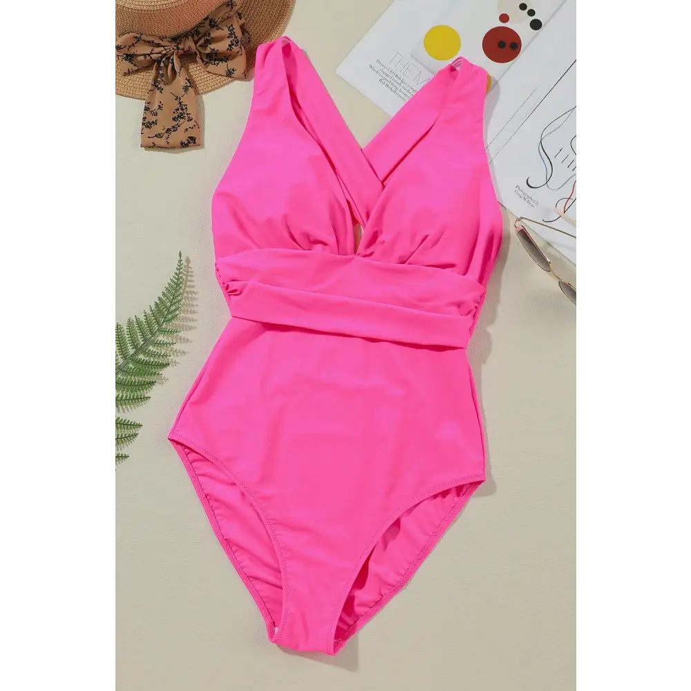 Sleek Crisscross Wide Strap One-Piece Swimsuit for Summer Fun