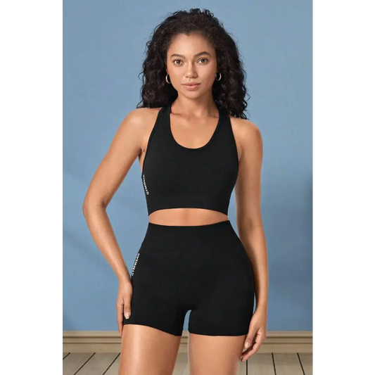 Cropped Sports Tank and Shorts Set - Black / S - CynthiaMonica CM