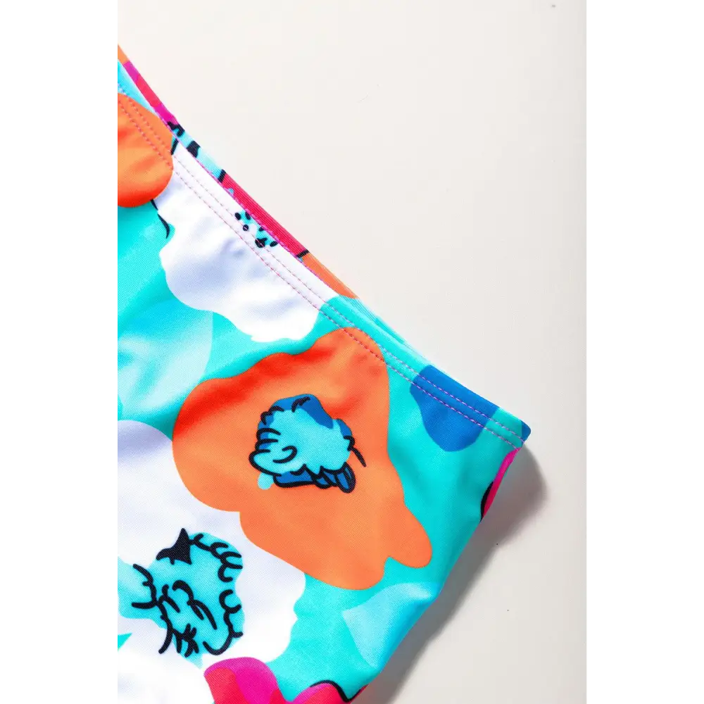 Vibrant Synz Cropped Swim Top with Floral Bottoms Set