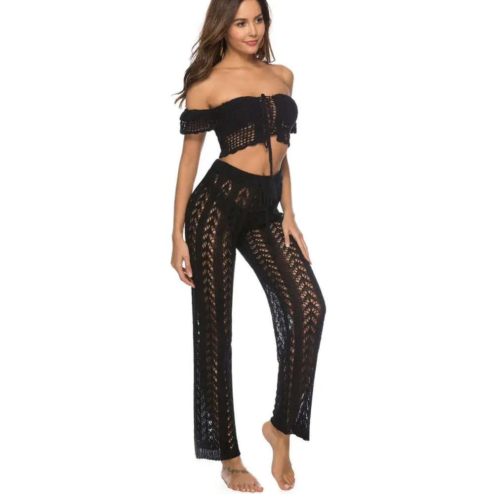 Breezy Cutout Drawstring High Waist Swim Pants for Beach Bliss