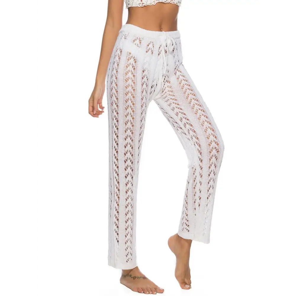 Breezy Cutout Drawstring High Waist Swim Pants for Beach Bliss