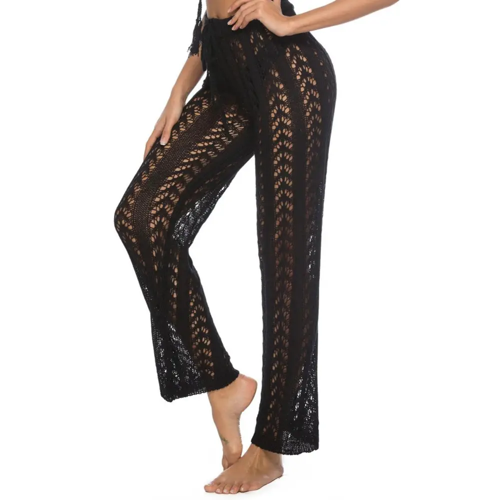 Breezy Cutout Drawstring High Waist Swim Pants for Beach Bliss