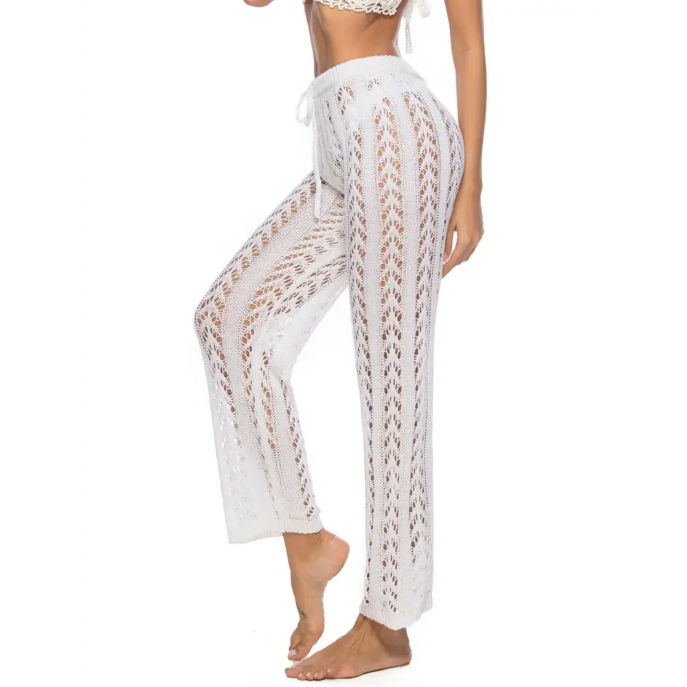 Breezy Cutout Drawstring High Waist Swim Pants for Beach Bliss