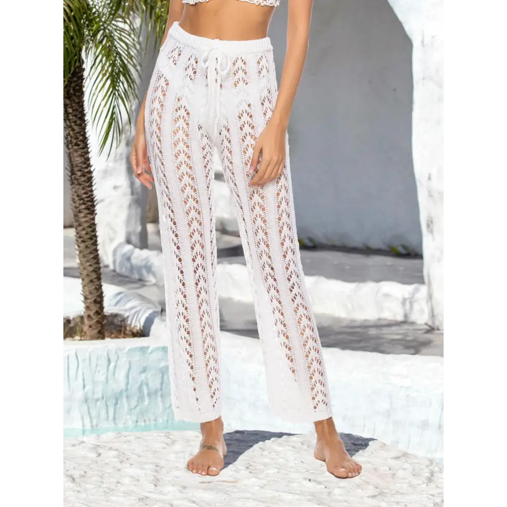 Breezy Cutout Drawstring High Waist Swim Pants for Beach Bliss